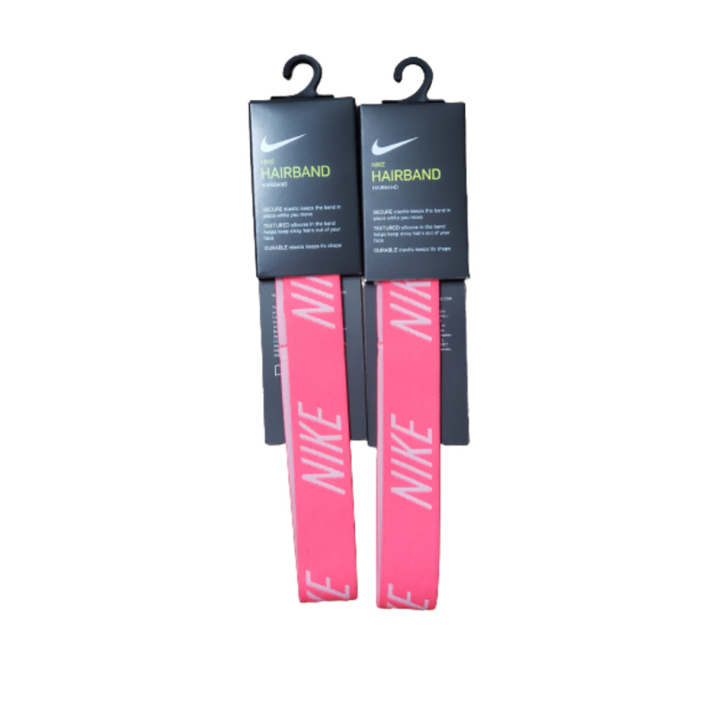 Two Nike Pink Hairband One Inch Width Textured Silicone Grip One Size Fits All